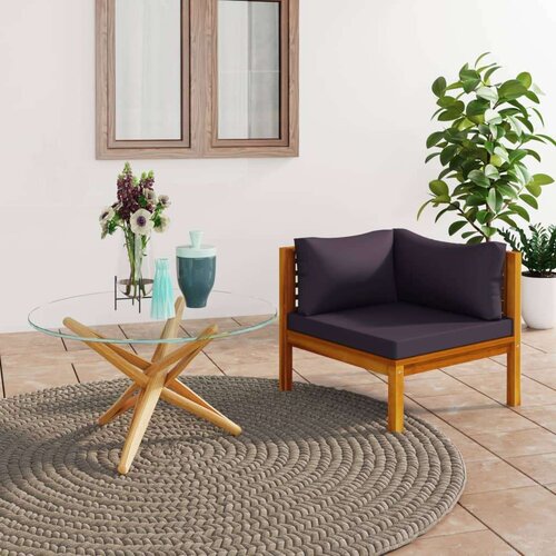  Modularna kutna sofa s tamnosivim jastucima bagremovo drvo Slike