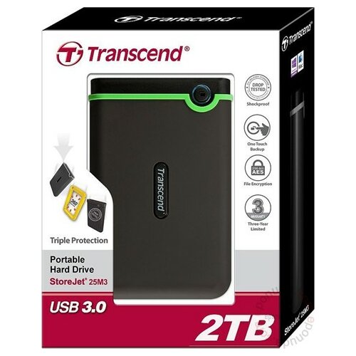 Transcend 2.5 2TB TS2TSJ25M3, 5400rpm 8MB USB3.0/antishock eksterni hard disk Slike