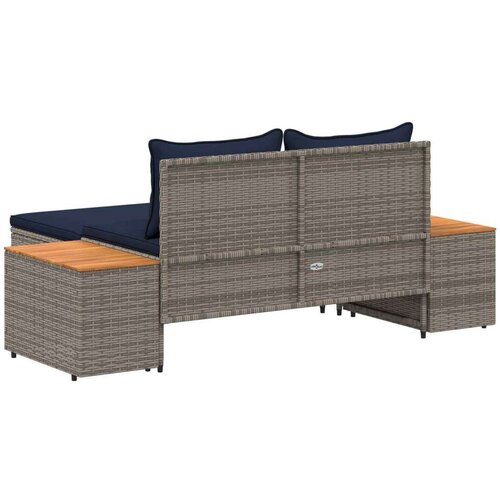  Set vanjskih sofa 4-Broj sjedala 4 pcs 55 x 30 x 39 cm - siva i modra Slike