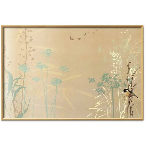  Plakat - Bird on a Meadow 90x60 Zlatni okvir Slike