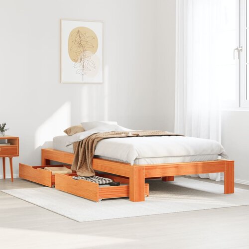 vidaXL Posteljni okvir brez vzmetnice voščeno rjav 90x190 cm borovina Cene