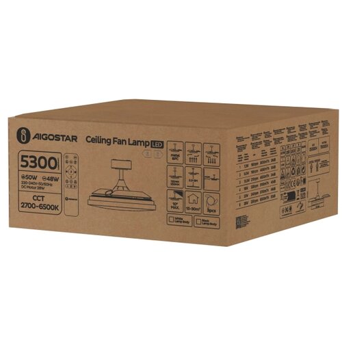  Aigostar-LED prigu&amp;scaron;iva plafonski ventilator LED/50W/230V 2700-6500K 106cm+daljinski upravljač bela Slike