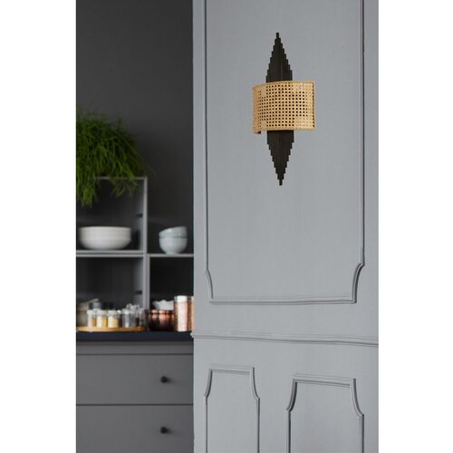 Opviq hande siyah oval rattan abajurlu aplik goldblack wall lamp Cene