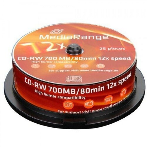 Mediarange CD-RW 700MB/12X/1/10 CAKE/MR235-25/HK disk Slike