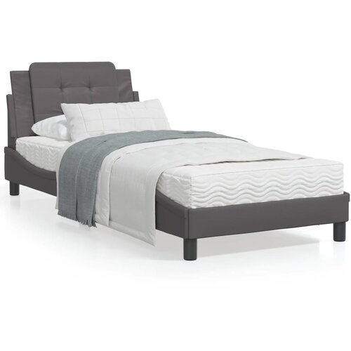 VidaXL Okvir za krevet s uzglavljem sivi 100x200 cm od umjetne kože Slike