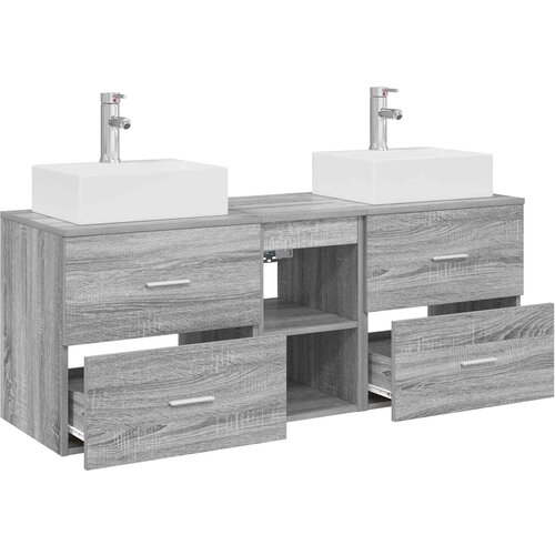  Set ormarića za kupaonicu 3 kom. Siva Sonoma 129 x 41 x 79,5 cm Slike