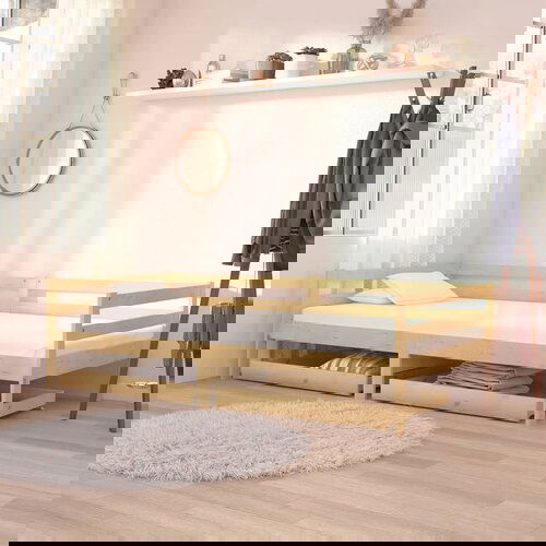 VidaXL Dnevna postelja s predali 90x200 cm trdna borovina Slike