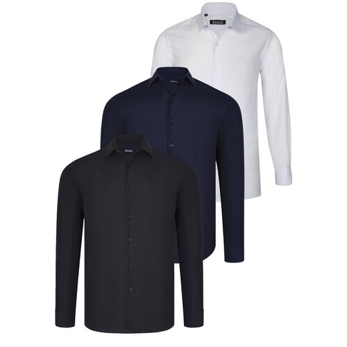 Dewberry TRIPLE SET G726 SHIRT-BLACK-WHITE-NAVY BLUE Cene