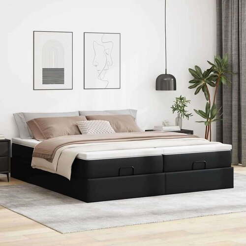 VidaXL Otomanski okvir kreveta s madracima crni 160x200cm umjetna koža Slike
