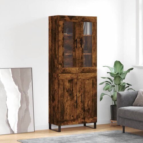 vidaXL Visoka komoda dimljeni hrast 69 5x34x180 cm konstruiranog drva Cene