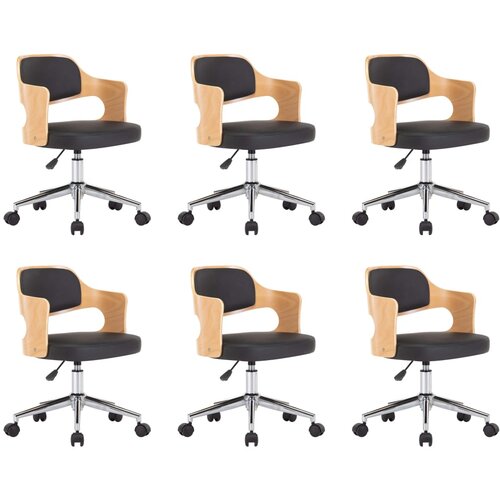 vidaXL Vrtljivi jedilni stoli 6 kosov črni ukrivljen les in um. usnje, (20700078) Cene