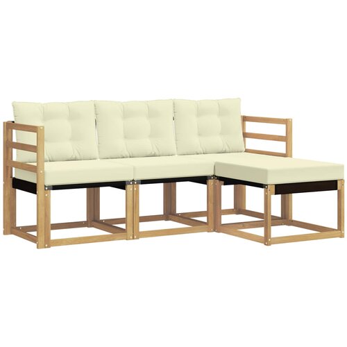 vidaXL Zunanja garnitura za sedenje z blazino 4 pcs Bela in krem, (5000282383) Cene