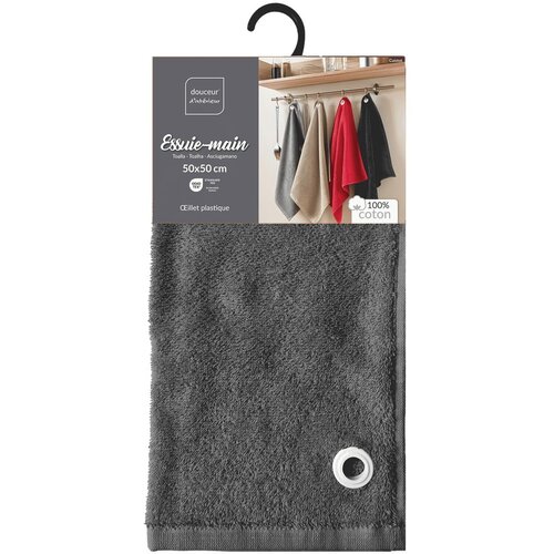 Douceur d int&amp;eacute;rieur Antracitno sivi pamučan ručnik od frotira 50x50 cm Cuistot &amp;ndash; Slike
