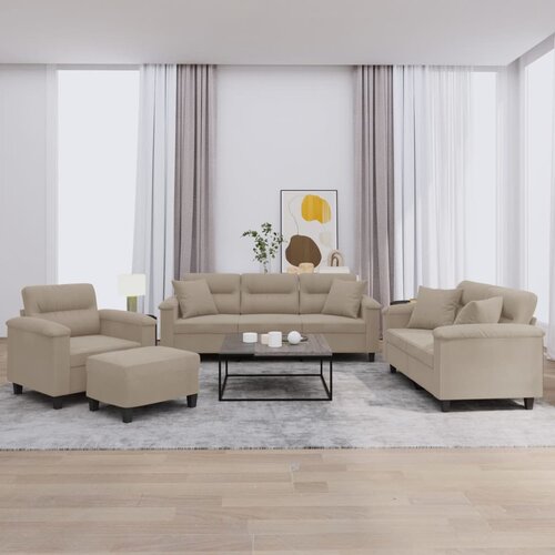  4-dijelni set sofa s jastucima smeđesivi od mikrovlakana Cene