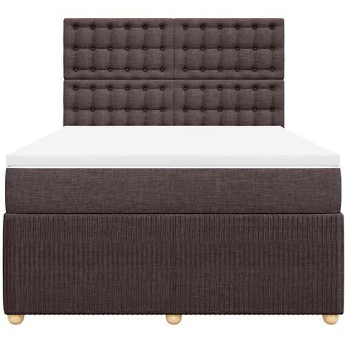 VidaXL Krevet s oprugama i madracem tamnosmeđi 140 x 190 cm od tkanine Slike