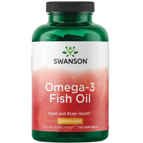 Swanson Omega-3 Riblje ulje sa limunom za zdravlje srca i mozga, 150 gel kapsula Slike