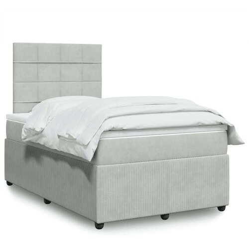 vidaXL Box spring postelja z vzmetnico svetlo siva 120x190 cm žamet Cene