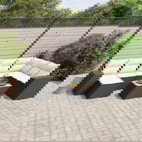 vidaXL 8-dijelni set vrtnih sofa od poliratana s jastucima crni Cijene