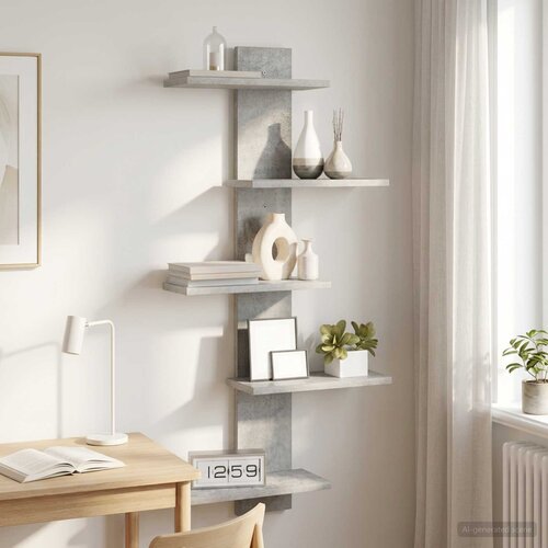  Floating polica za zid Betonska siva 48,5 x 15 x 101 cm Cene