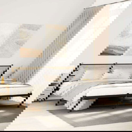 Metalni Kovinski posteljni okvir brez vzmetnice sonoma hrast 200x200 cm, (21611190) Slike