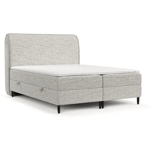 Maison de Rêve Svijetlo sivi boxspring krevet s prostorom za odlaganje 200x200 cm Melba –