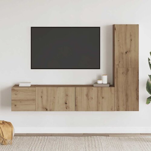  3-dijelni zidni TV ormarić Artisan hrast izrađen od drveta Cene