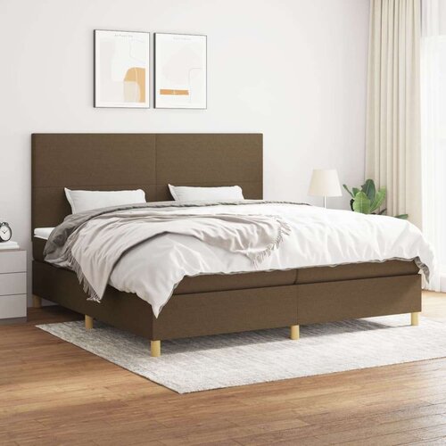  Box spring postelja z vzmetnico temno rjav 200x200 cm blago, (20901044) Slike