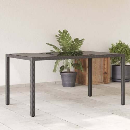vidaXL Vrtna miza s stekleno mizno ploščo črna 150x90x75 cm poli ratan Cene