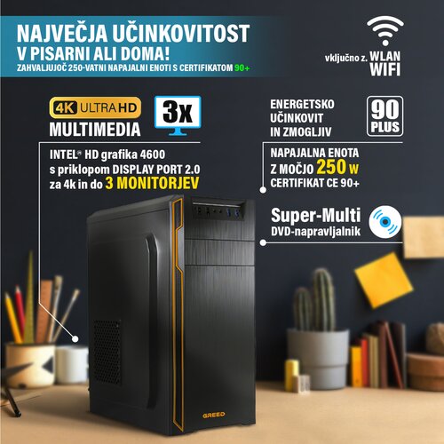 GREED Basic PC - namizni / pisarni&amp;scaron;ki računalnik - Intel Core i5 4590 - 3,7 GHZ - 8GB RAM - 512GB SSD + 1TB HDD - DVD+RW - USB 3.0 - WLAN - Win11 Pro, (21912880) Slike