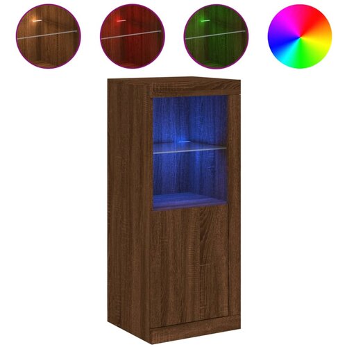 Maison Chic Komoda - Predalnik z LED lučkami dimljen rjav hrast 41x37x100 cm, (21718983) Cene