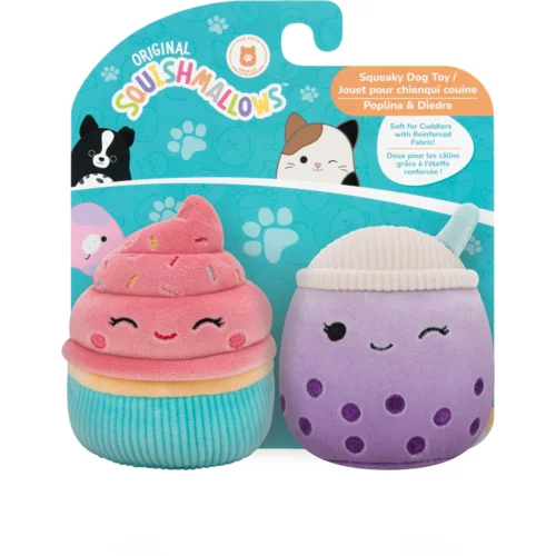 SQUISHMALLOWS PETS SQUISHMALLOWS zvučna plišana igračka za pse 9cm 2pk - Poplina & Diedre