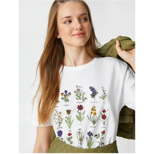 Koton Floral Printed T-Shirt Crew Neck Short Sleeve