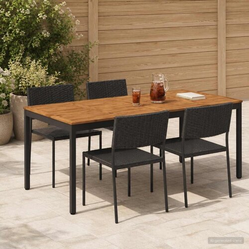  Stol za večeru u vrtu Prirodna i crna 196 x 100 5 x 75 cm - Prirodna i crna 196 x 100 5 x 75 cm Slike