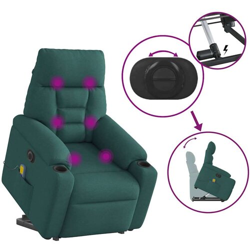 vidaXL Električni masažni naslonjač na podizanje tkanina tamnozeleni Cijene