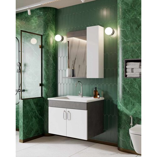 Skye_Decor Set kupatilskog ormarića sa umivaonikom i ogledalom, 2 dela, Beli Slike