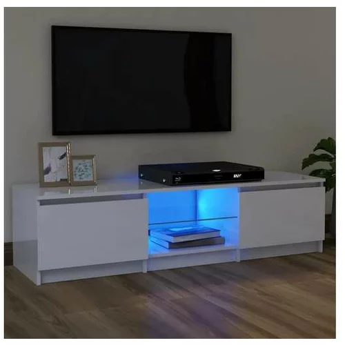  TV omarica z LED lučkami visok sijaj bela 120x30x35,5 cm