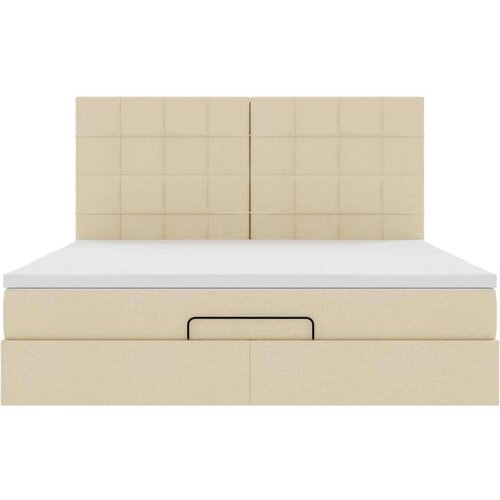  Otomanski krevet s madracem krem 160x200 cm od tkanine Slike