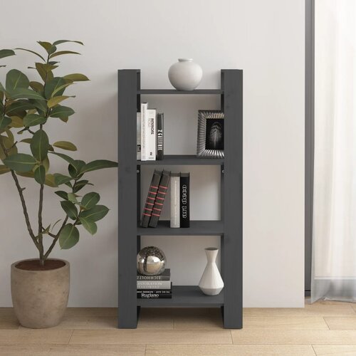 vidaXL knjižna omara/pregrada siva 60x35x125 cm trden les Cene