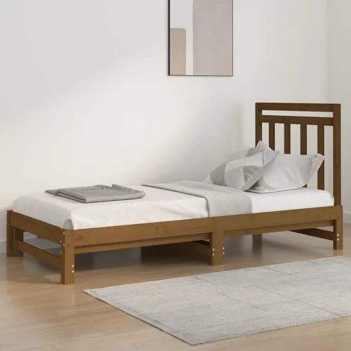  Izvlečna dnevna postelja medeno rjava 2x(90x200) cm borovina, (20724533)