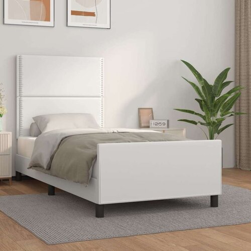  Posteljni okvir z vzglavjem bel 90x200 cm blago, (20903201) Slike