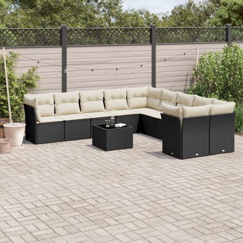  11-dijelni set vrtnih sofa od poliratana s jastucima crni Cijene