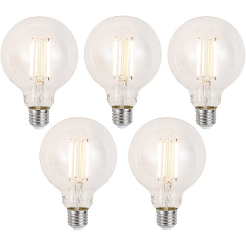 LUUMR Komplet 5 Pametne zatemljive LED žarnice E27 G95 prozorne 7 W 806 lm 2700-6500 K Cene