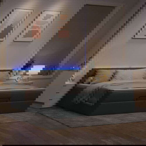 vidaXL Otomanski krevet s madracem&LED svijetlosivi 180x200cm tkanine Cene
