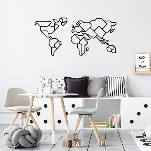Wallity Zidna dekoracija World Map 6, 56 x 120 cm, Crna Cene