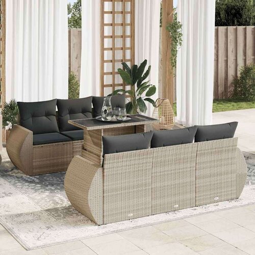 vidaXL 7-dijelni set vrtnih sofa svjetlosivi od poliratana Cijene