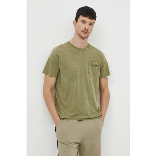 Bomboogie Bombažna kratka majica moški, zelena barva