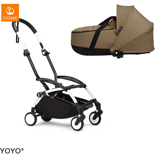 Stokke Ogrodje vozička white frame z new born shell Yoyo® toffee Cene