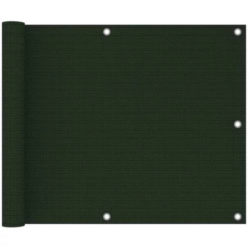 vidaXL Balkonsko platno temno zeleno 75x400 cm HDPE