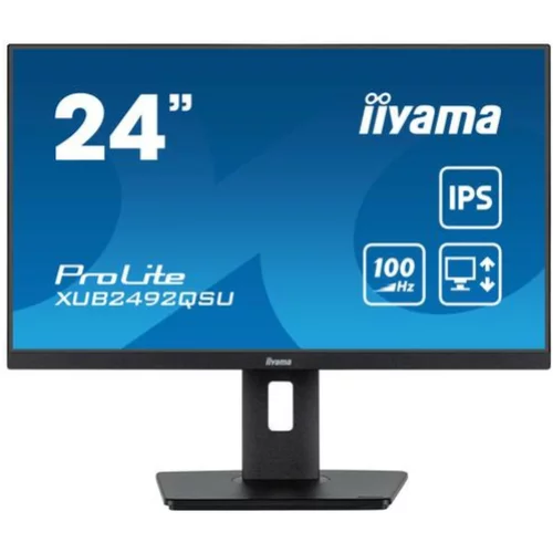 Iiyama Monitor 60,5 cm (23,8") XUB2492QSU-B1 2560x1440 100Hz IPS 0,5ms HDMI DisplayPort 4xUSB3.2 Pivot Zvočniki sRGB99% FreeSync ProLite, (21097767)