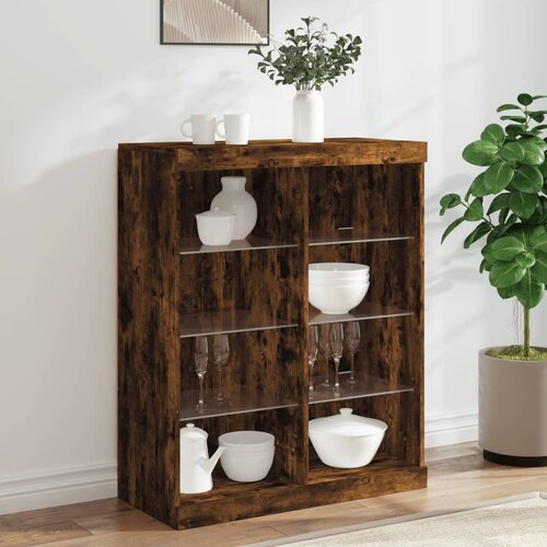  The Living Store Komoda z LED lučkami dimljen hrast 81x37x100 cm - Komoda, (21502438) Cene